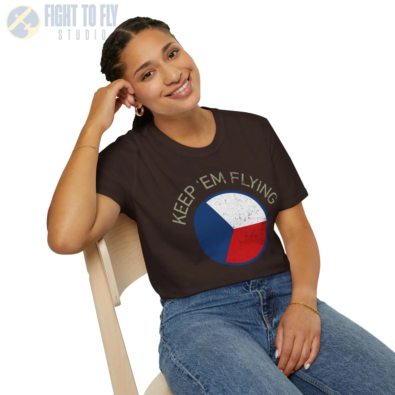 Czechoslovak Air Force Roundel “Keep ’Em Flying” T Shirt Pilot gifts WWII warbird t shirt