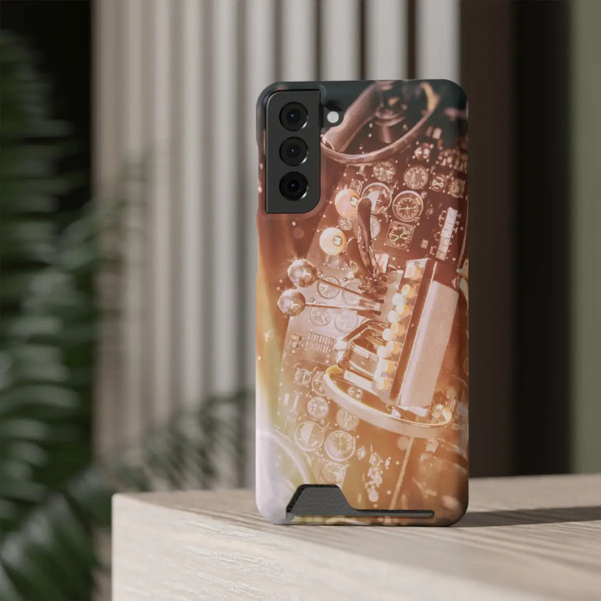 DC-3 Cockpit Phone Case with Card Holder - Retro Aviation Design - Gifts for pilots - apparel