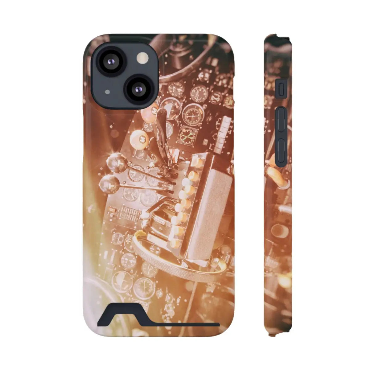 DC-3 Cockpit Phone Case with Card Holder - Retro Aviation Design - Gifts for pilots - apparel