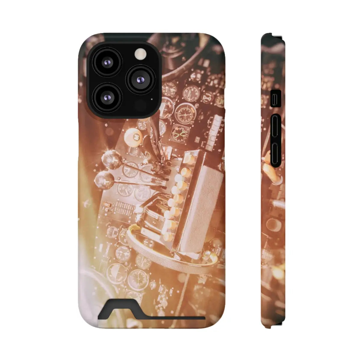DC-3 Cockpit Phone Case with Card Holder - Retro Aviation Design - Gifts for pilots - apparel
