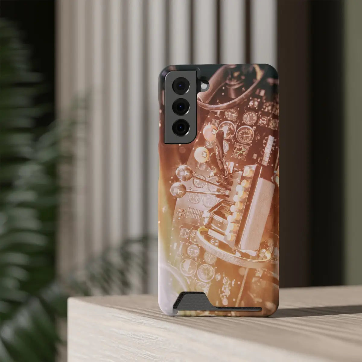 DC-3 Cockpit Phone Case with Card Holder - Retro Aviation Design - Gifts for pilots - apparel