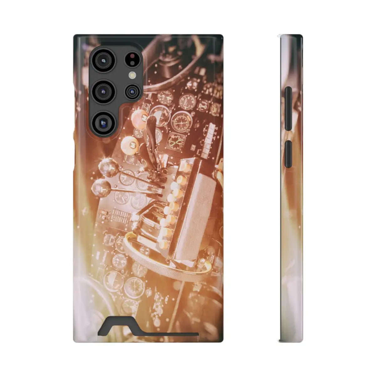 DC-3 Cockpit Phone Case with Card Holder - Retro Aviation Design - Gifts for pilots - apparel