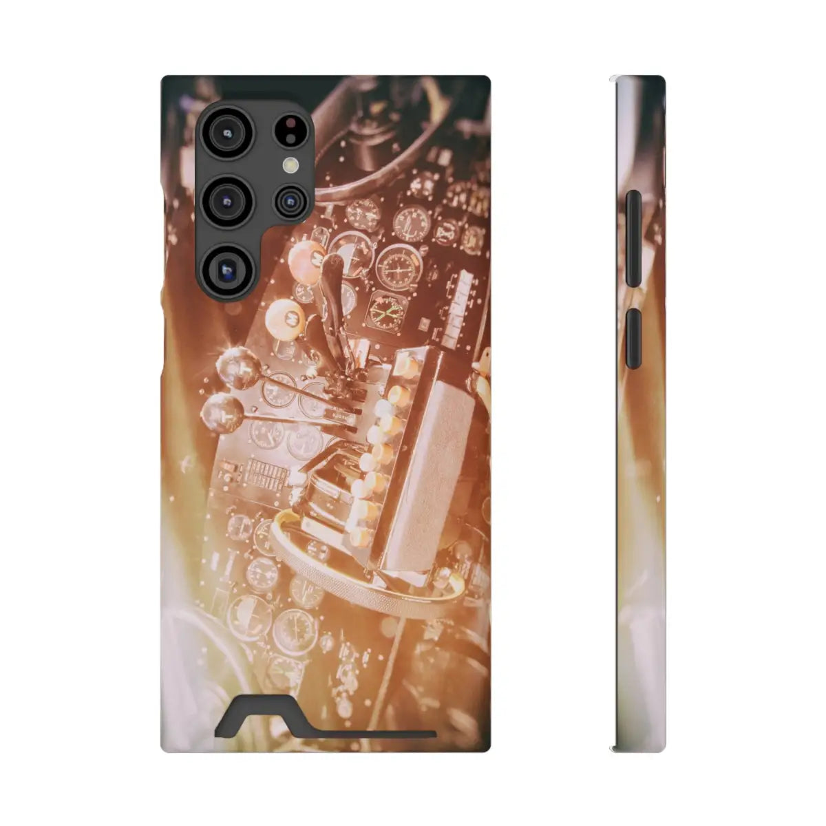 DC-3 Cockpit Phone Case with Card Holder - Retro Aviation Design - Gifts for pilots - apparel