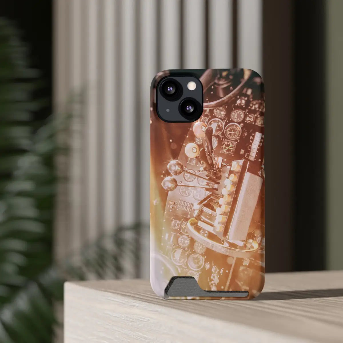 DC-3 Cockpit Phone Case with Card Holder - Retro Aviation Design - Gifts for pilots - apparel
