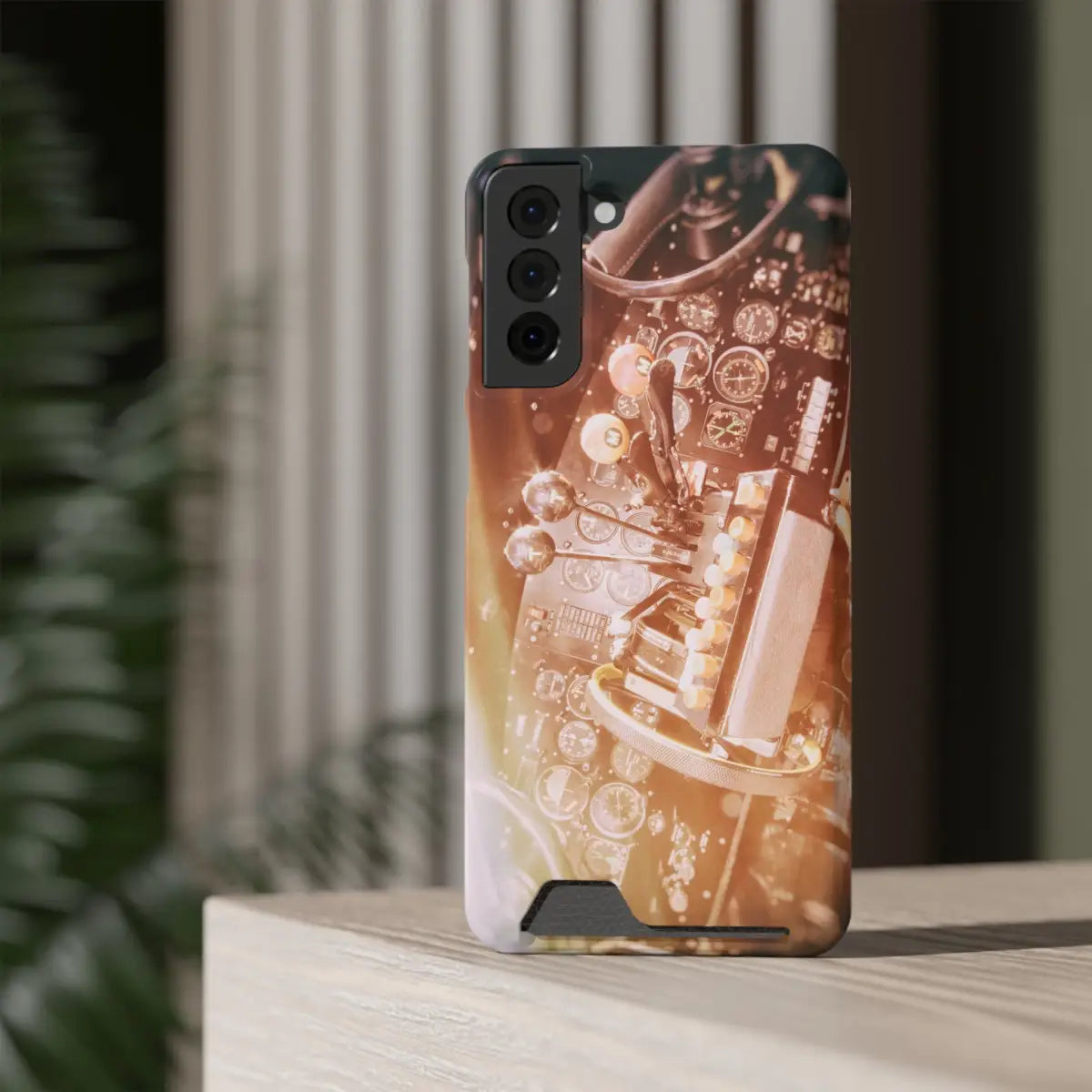 DC-3 Cockpit Phone Case with Card Holder - Retro Aviation Design - Gifts for pilots - apparel