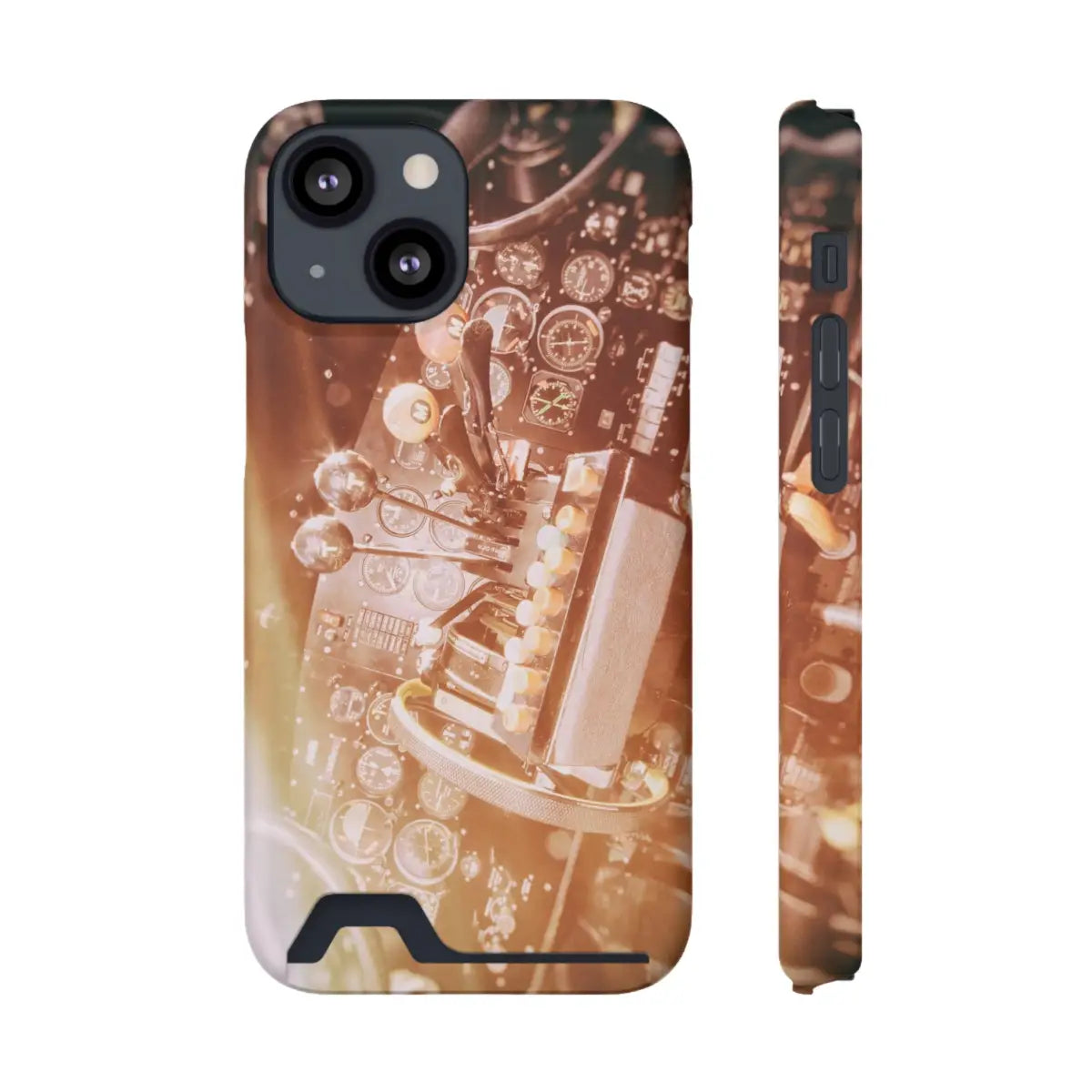 DC-3 Cockpit Phone Case with Card Holder - Retro Aviation Design - Gifts for pilots - apparel