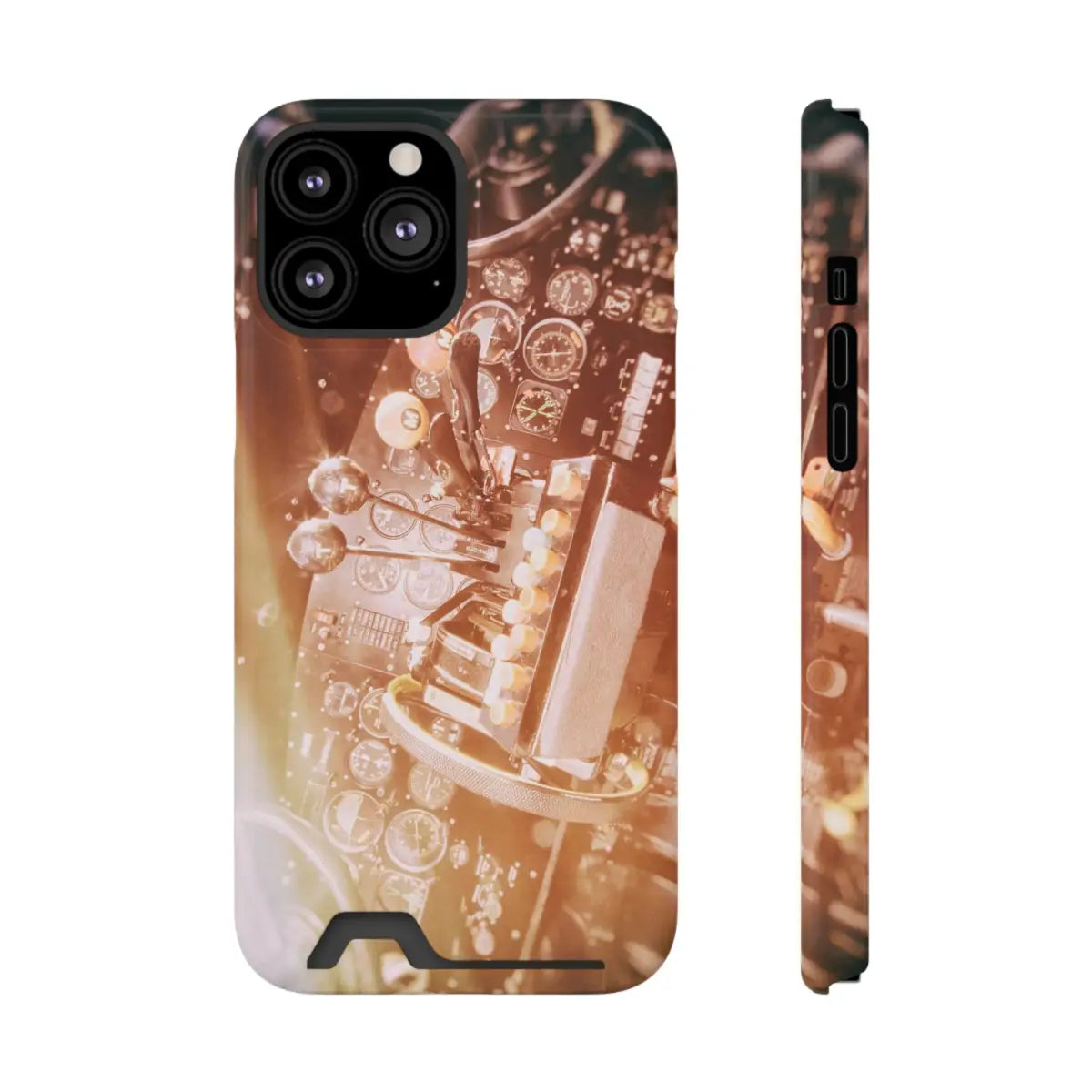 DC-3 Cockpit Phone Case with Card Holder - Retro Aviation Design - Gifts for pilots - apparel