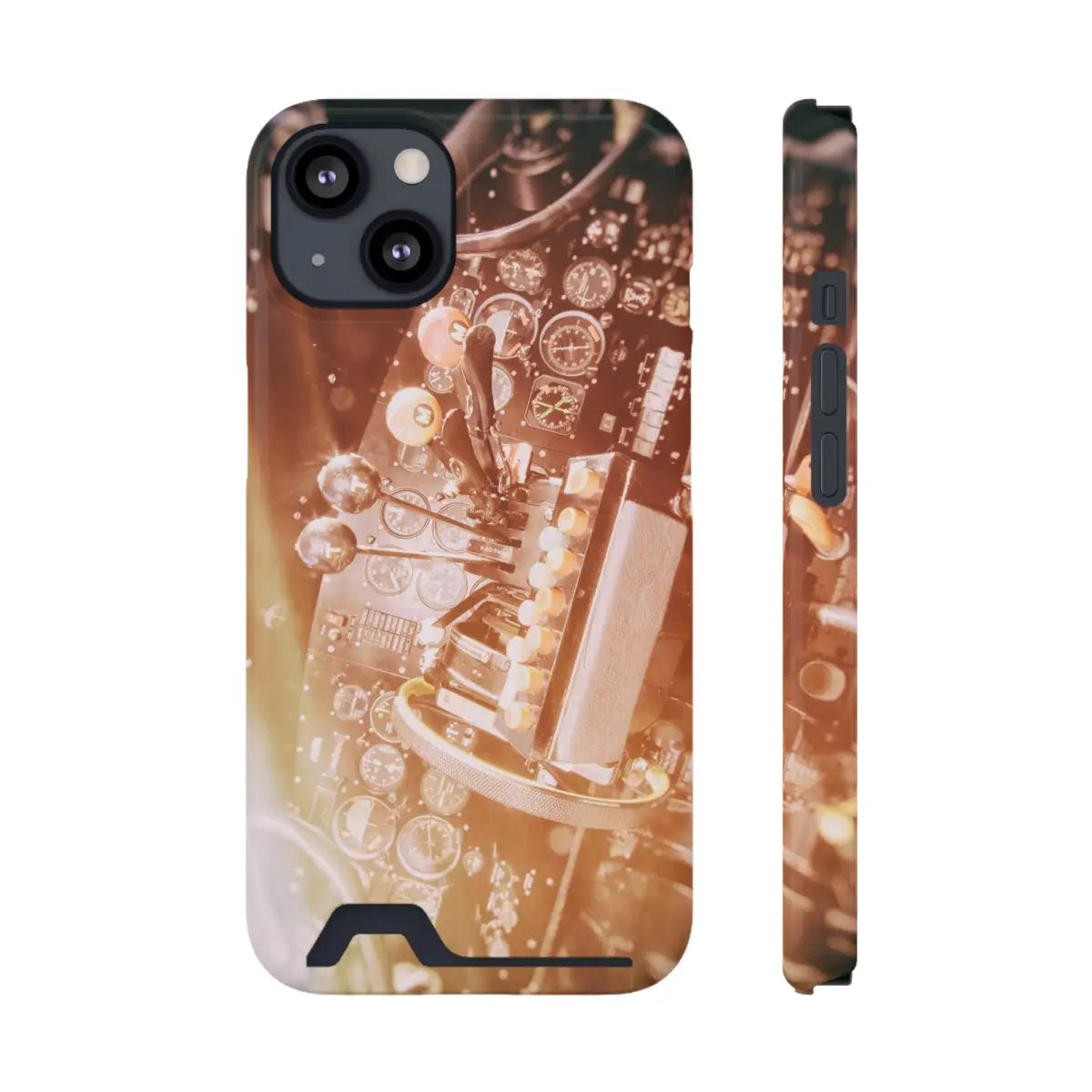 DC-3 Cockpit Phone Case with Card Holder - Retro Aviation Design - Gifts for pilots - apparel