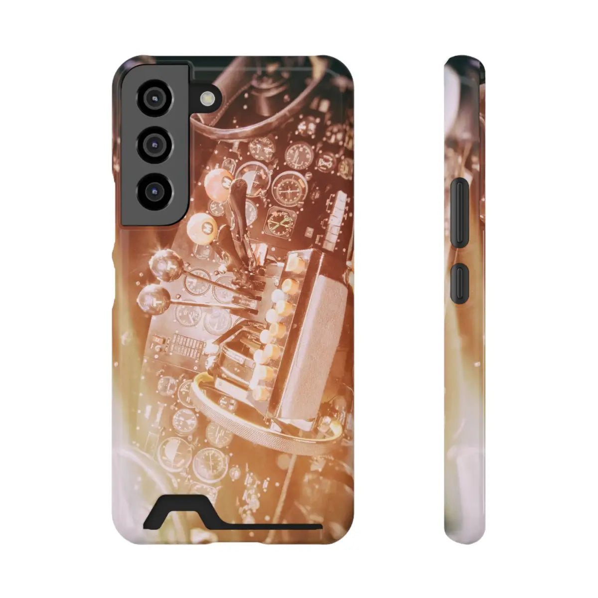 DC-3 Cockpit Phone Case with Card Holder - Retro Aviation Design - Gifts for pilots - apparel