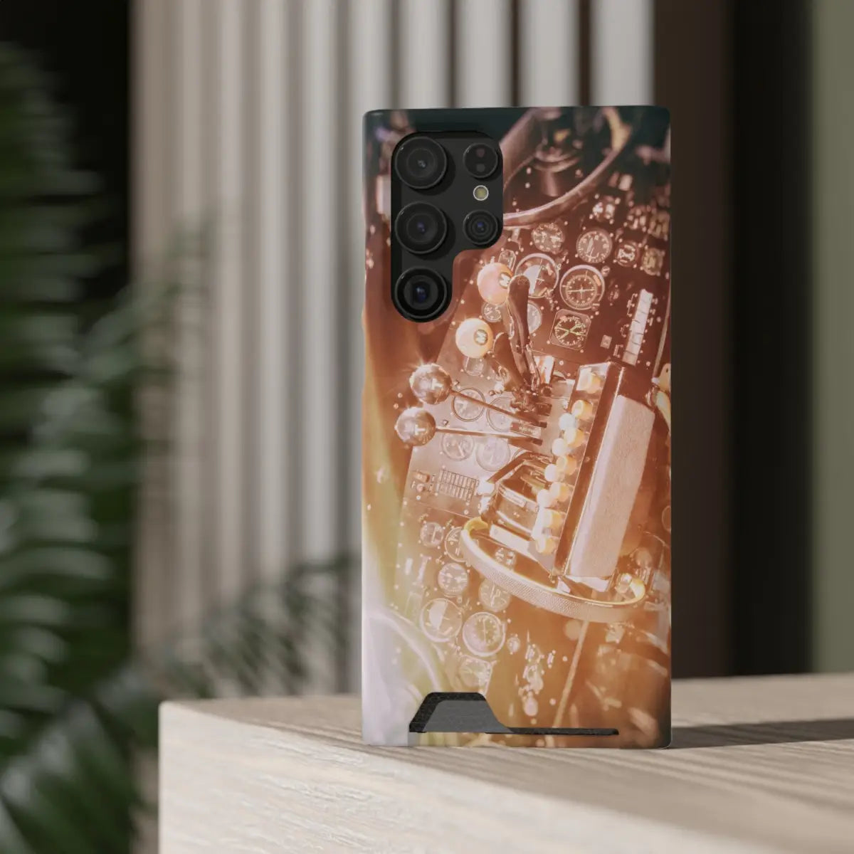 DC-3 Cockpit Phone Case with Card Holder - Retro Aviation Design - Gifts for pilots - apparel