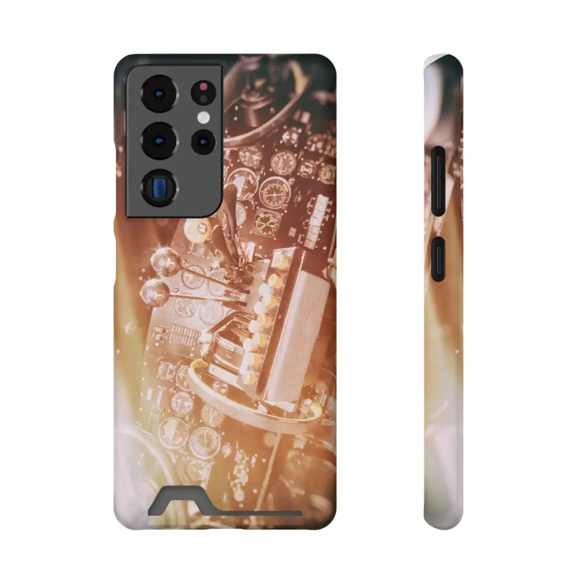 DC-3 Cockpit Phone Case with Card Holder - Retro Aviation Design - Gifts for pilots - apparel