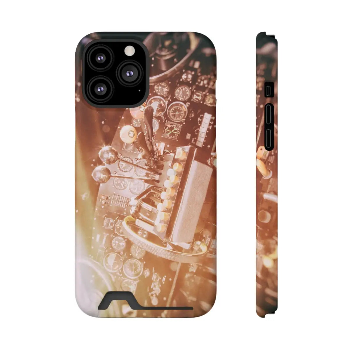DC-3 Cockpit Phone Case with Card Holder - Retro Aviation Design - Gifts for pilots - apparel