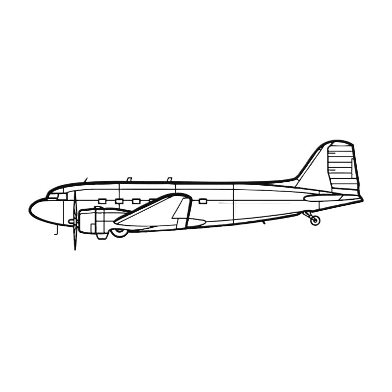 DC-3 Die Cut Metal Wall Art - Sign - Pilot gifts - WWII warbird t-shirt