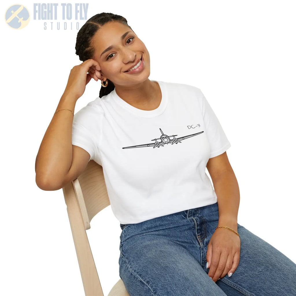 DC-3 Front View T-Shirt - Pilot gifts - WWII warbird t-shirt
