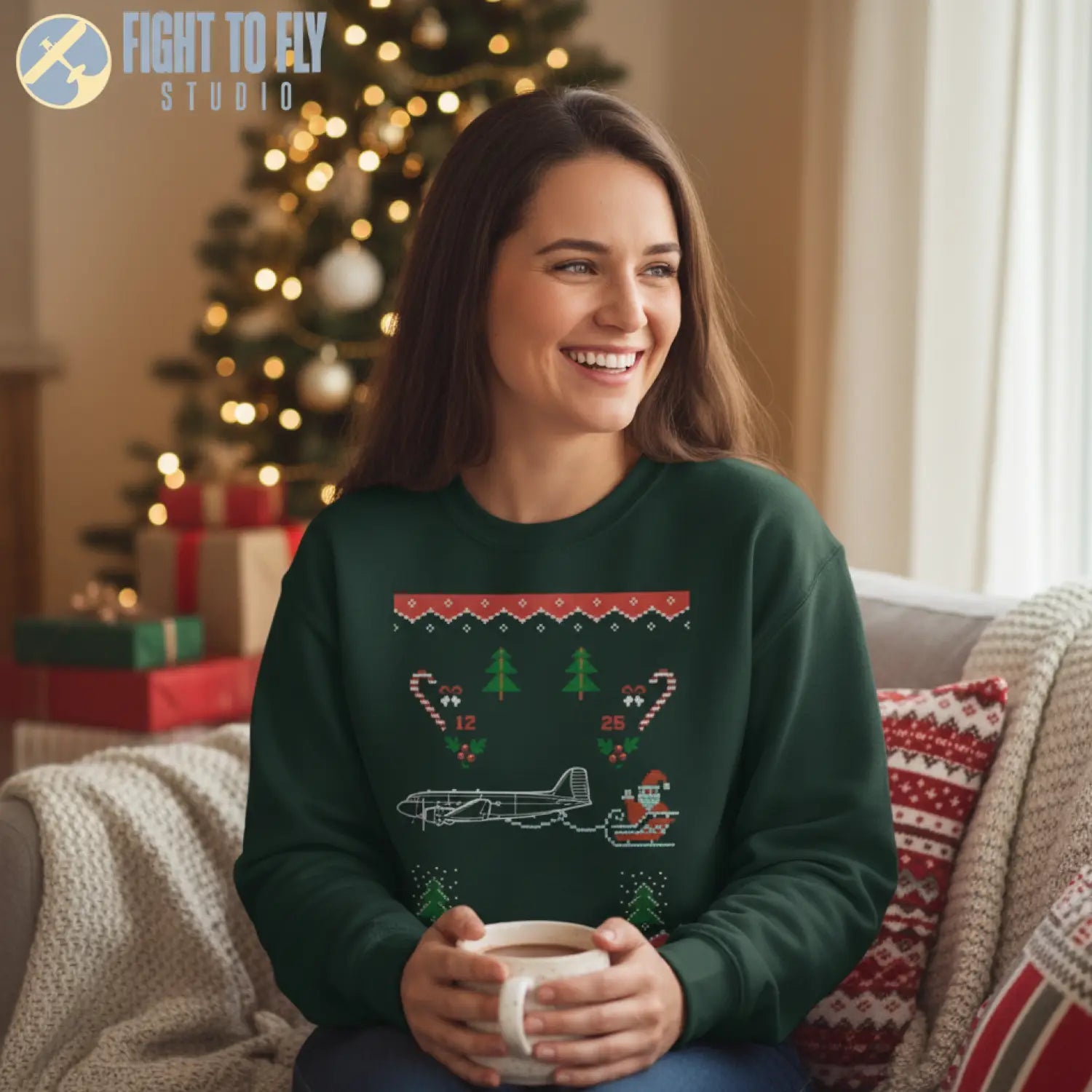 DC-3 “Holiday Airliner Express” Sweatshirt - Pilot gifts - WWII warbird t-shirt