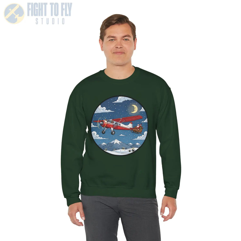 De Havilland Beaver Pulling Santa’s Sleigh – Holiday Sweater - Sweatshirt - Pilot gifts - WWII warbird t-shirt
