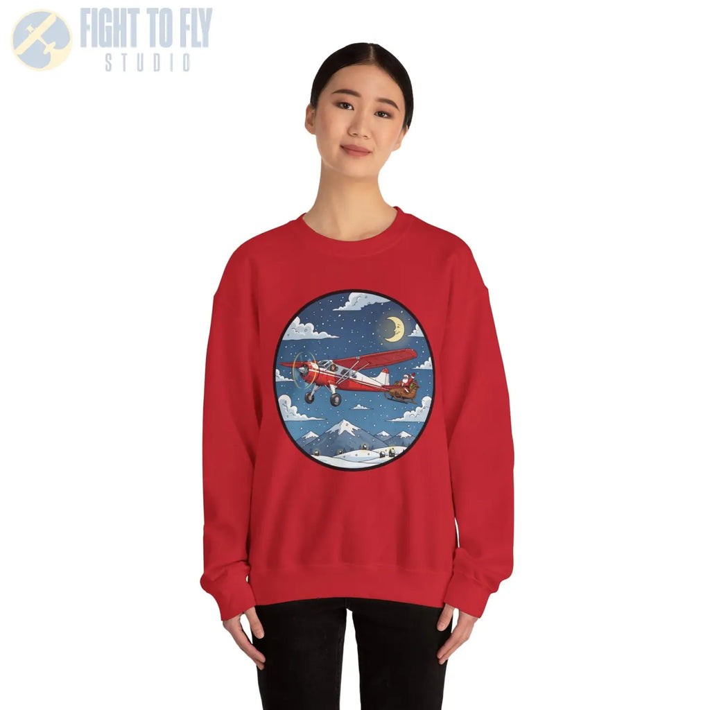 De Havilland Beaver Pulling Santa’s Sleigh – Holiday Sweater - Sweatshirt - Pilot gifts - WWII warbird t-shirt