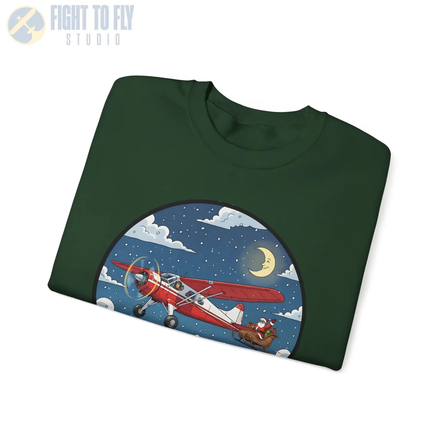 De Havilland Beaver Pulling Santa’s Sleigh – Holiday Sweater - Sweatshirt - Pilot gifts - WWII warbird t-shirt