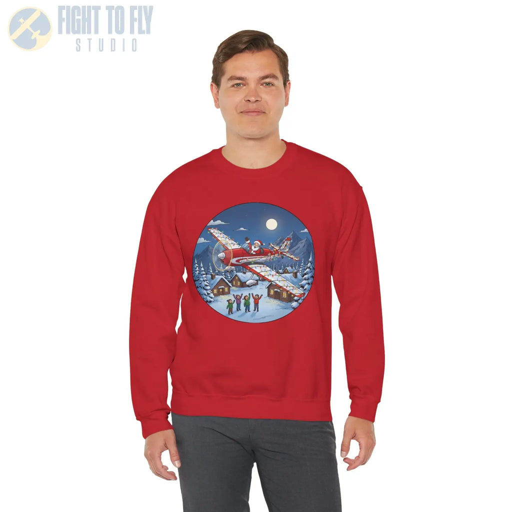 De Havilland Chipmunk with Santa at the Controls – Holiday Sweater - Sweatshirt - Pilot gifts - WWII warbird t-shirt