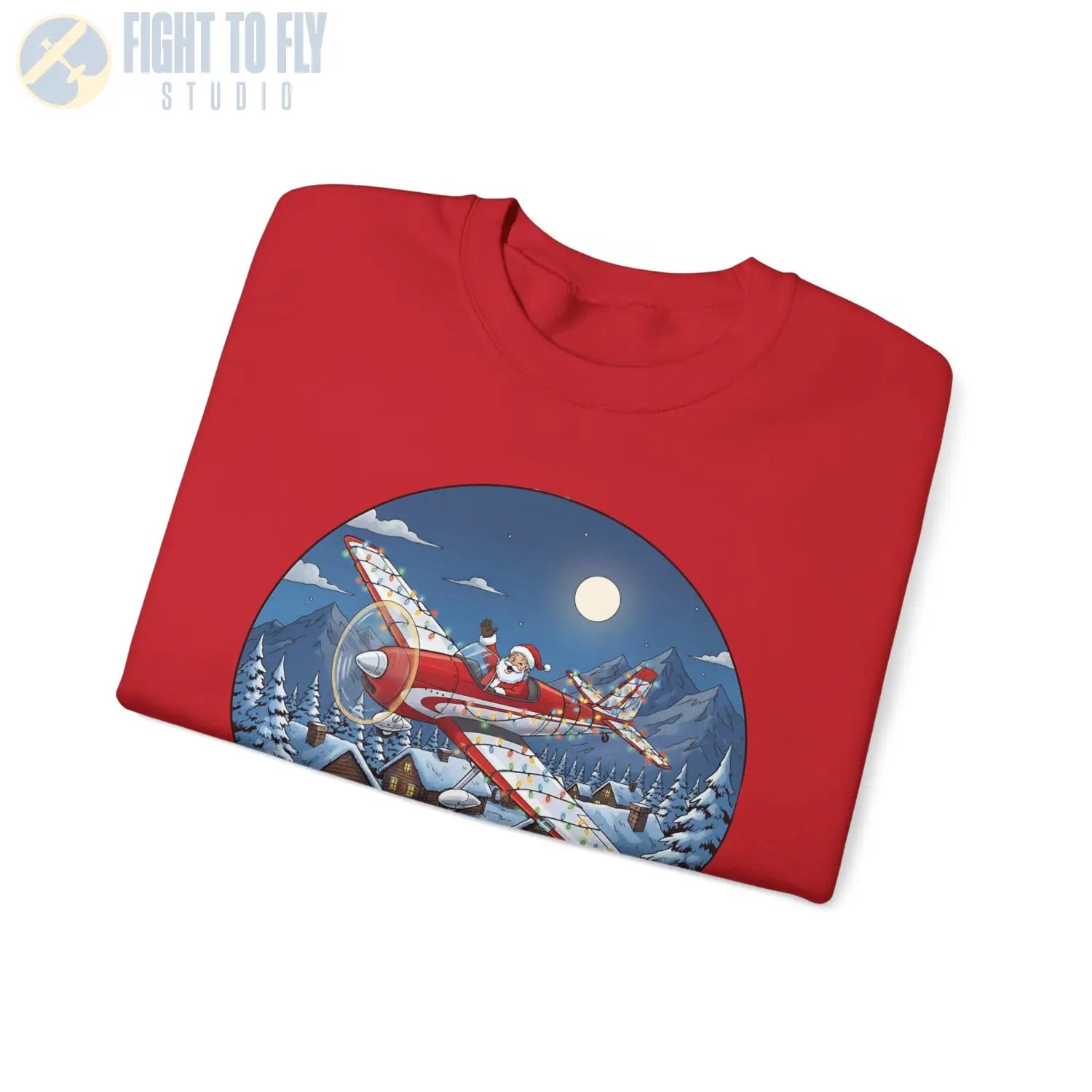 De Havilland Chipmunk with Santa at the Controls – Holiday Sweater - Sweatshirt - Pilot gifts - WWII warbird t-shirt