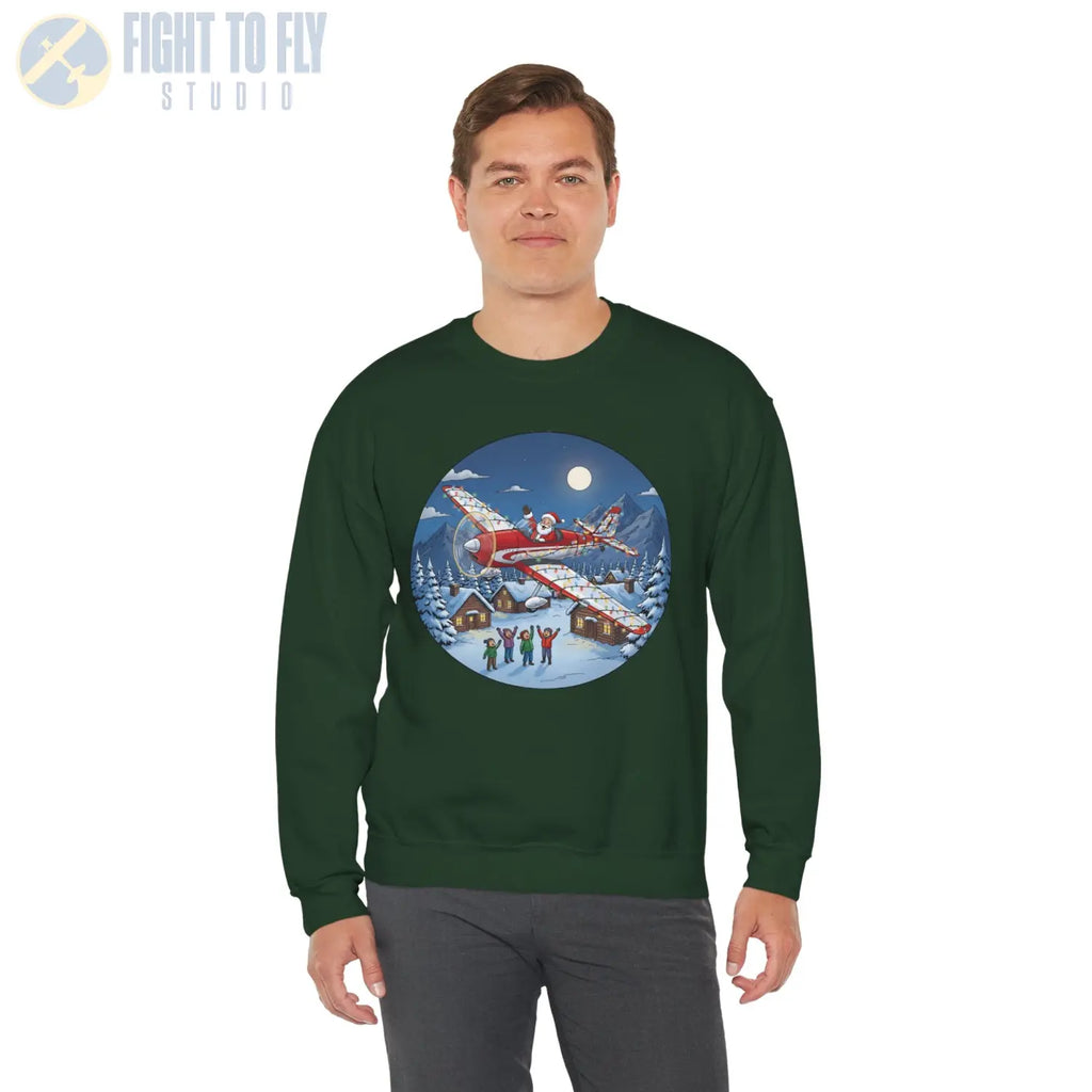 De Havilland Chipmunk with Santa at the Controls – Holiday Sweater - Sweatshirt - Pilot gifts - WWII warbird t-shirt