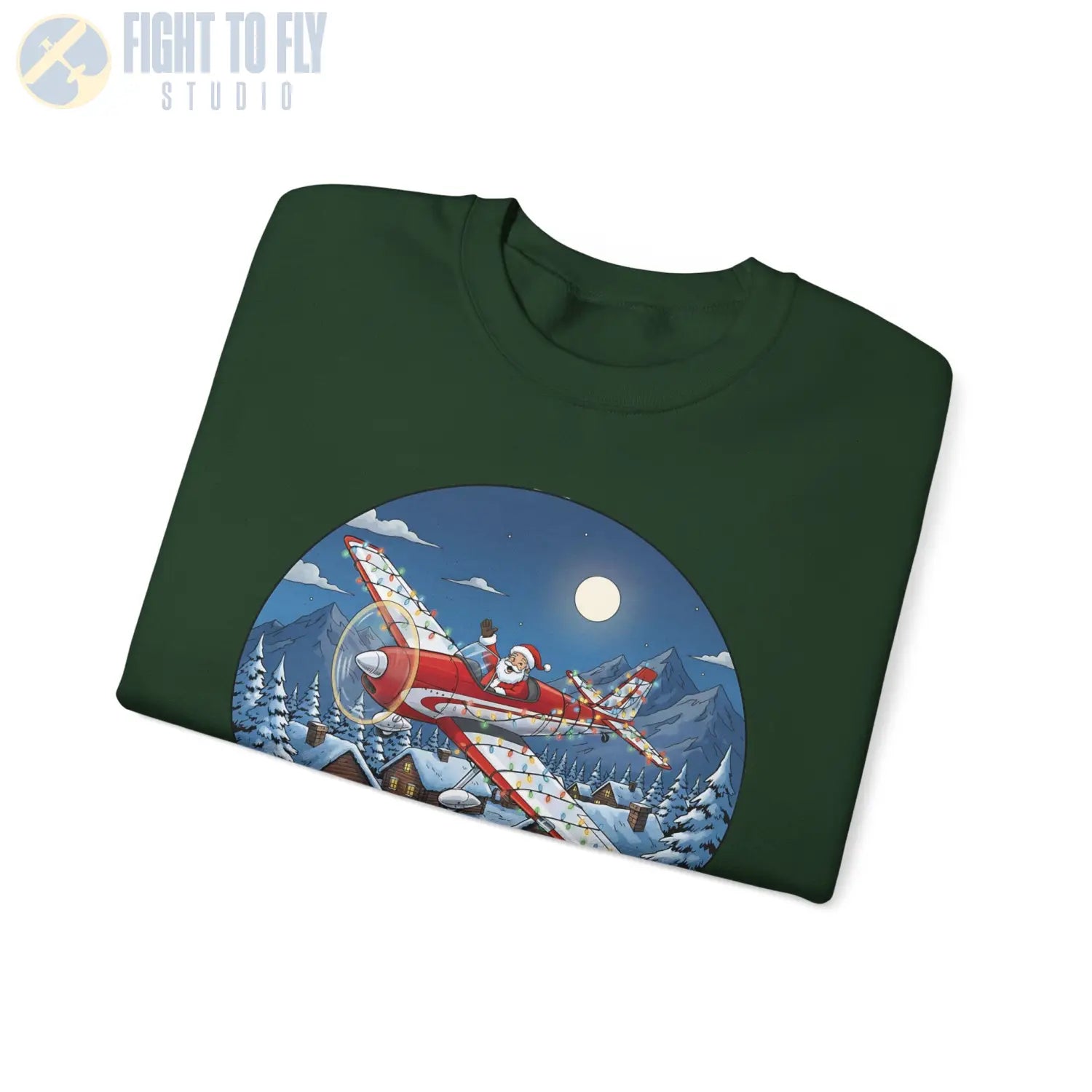 De Havilland Chipmunk with Santa at the Controls – Holiday Sweater - Sweatshirt - Pilot gifts - WWII warbird t-shirt