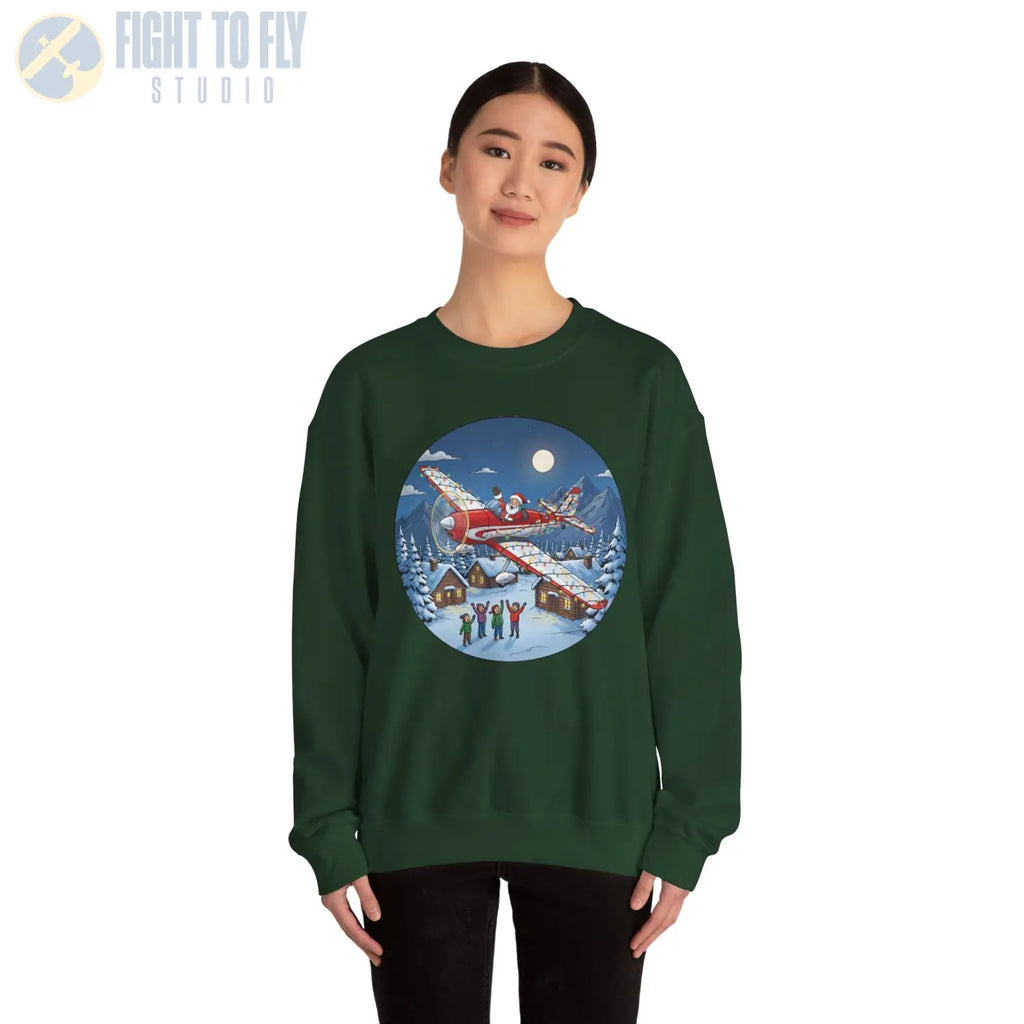 De Havilland Chipmunk with Santa at the Controls – Holiday Sweater - Sweatshirt - Pilot gifts - WWII warbird t-shirt