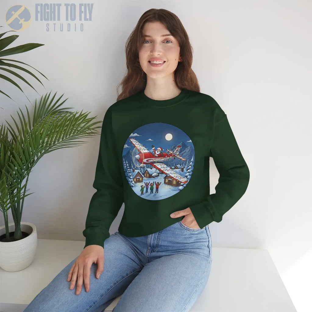 De Havilland Chipmunk with Santa at the Controls – Holiday Sweater - Sweatshirt - Pilot gifts - WWII warbird t-shirt