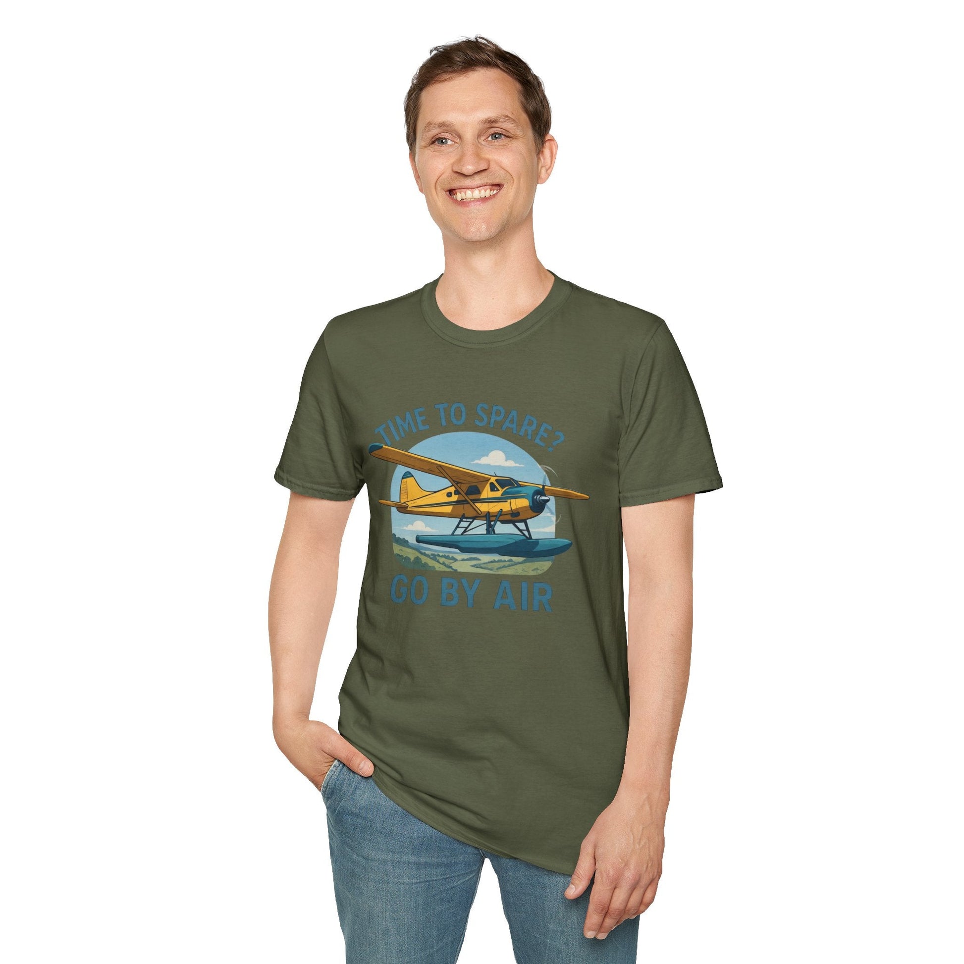 DHC-2 Beaver Premium T-Shirt – “Time to Spare? Go by Air” Floatplane Bush Tee - Pilot gifts - WWII warbird t-shirt