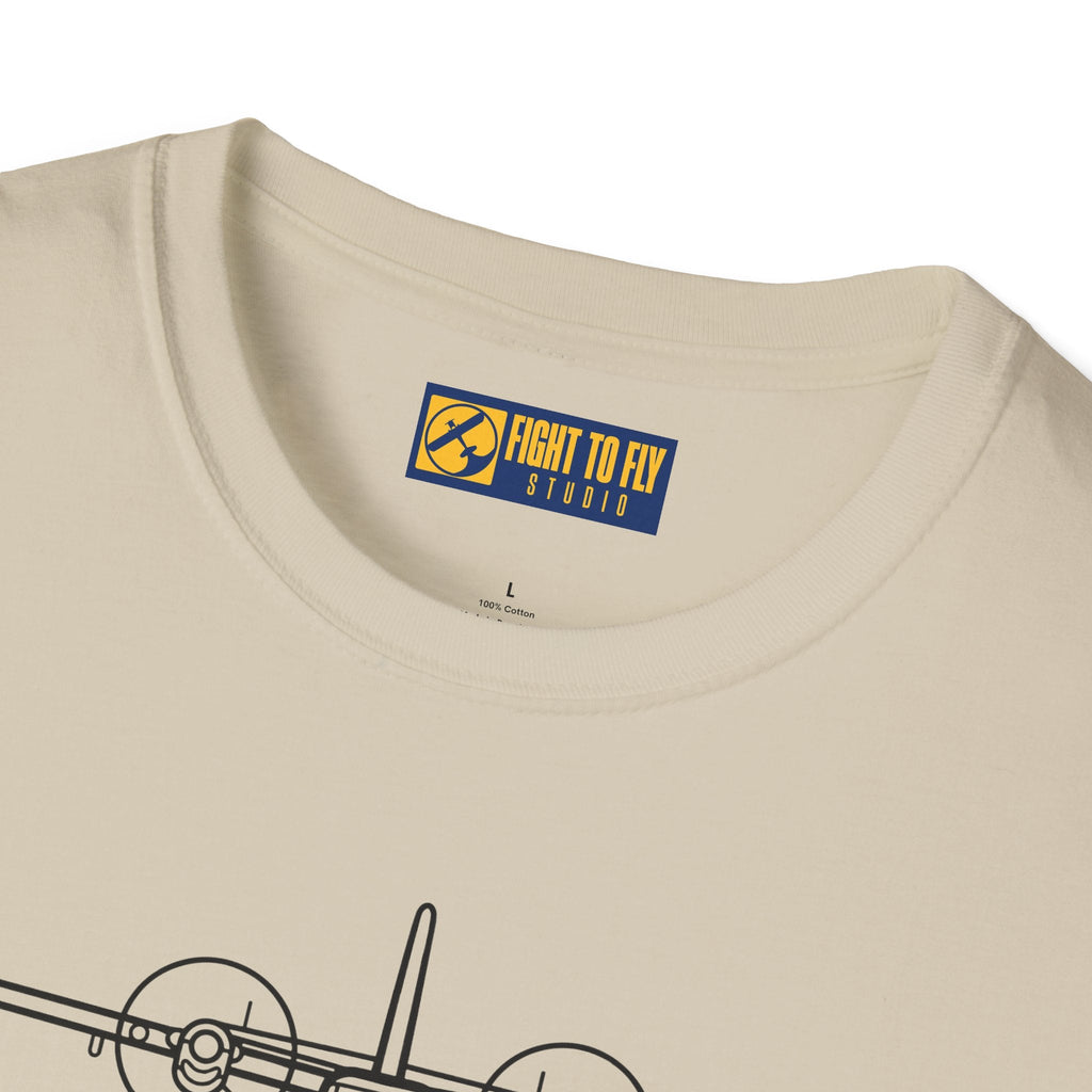 DHC-6 Twin Otter on Floats Front View T-Shirt – Floatplane Bush Aviation Tee - Pilot gifts - WWII warbird t-shirt