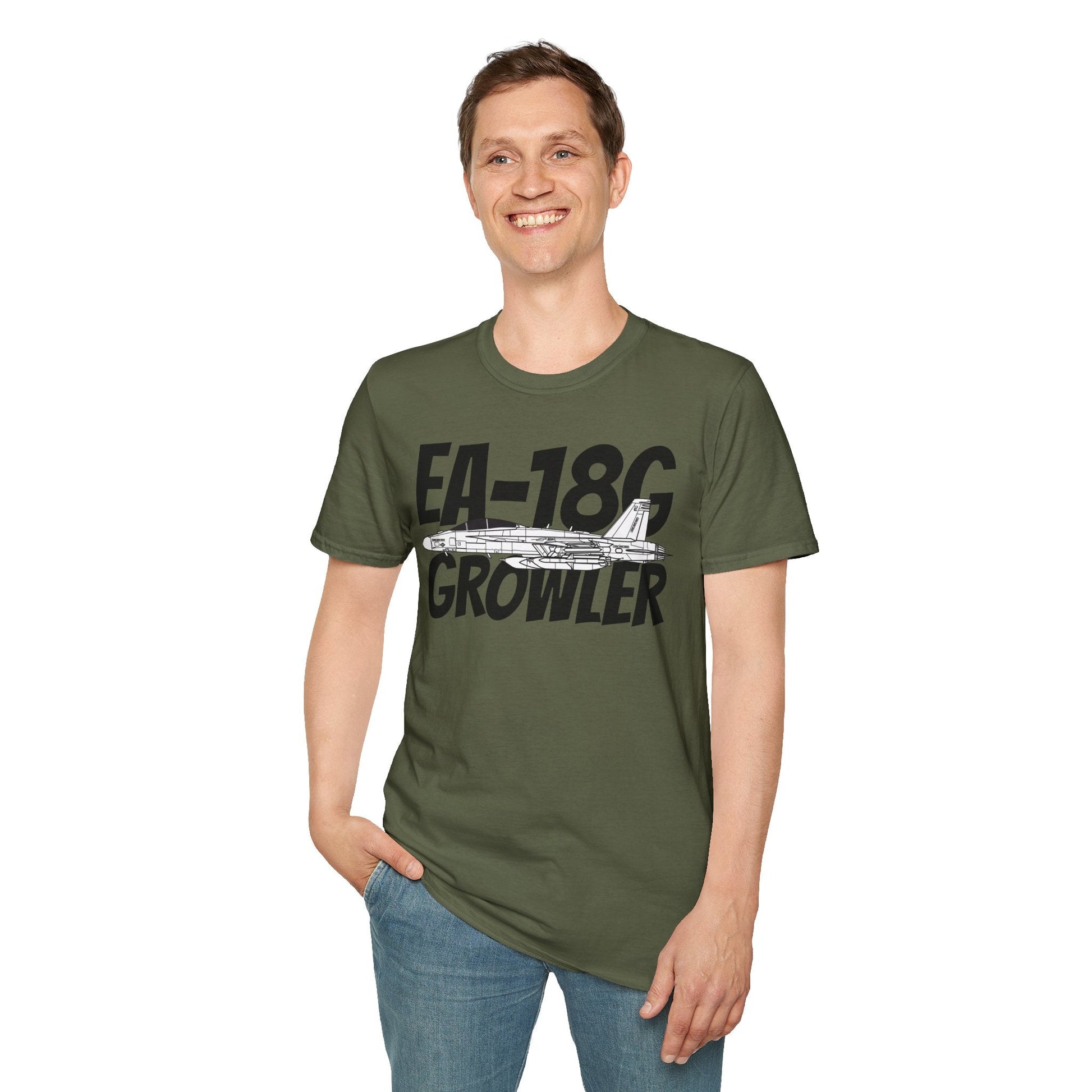 EA-18G Growler Side Profile T-Shirt – Electronic Attack Navy Jet Tee - Gifts for pilots - Aviation apparel