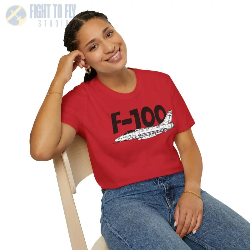 F-100 Super Sabre Side Profile T-Shirt - Pilot gifts - WWII warbird t-shirt