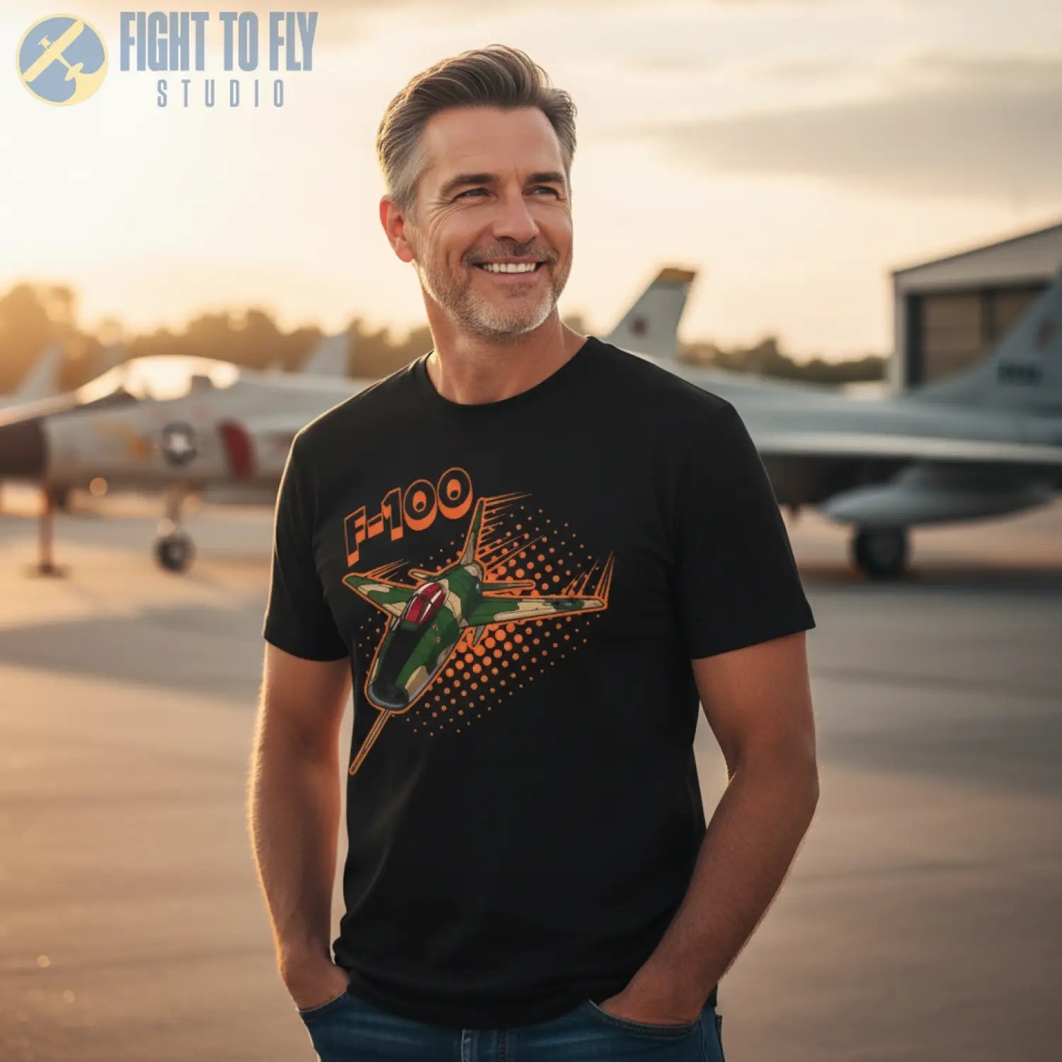 F-100 Super Sabre Comic Style T-Shirt - Pilot gifts - WWII warbird t-shirt