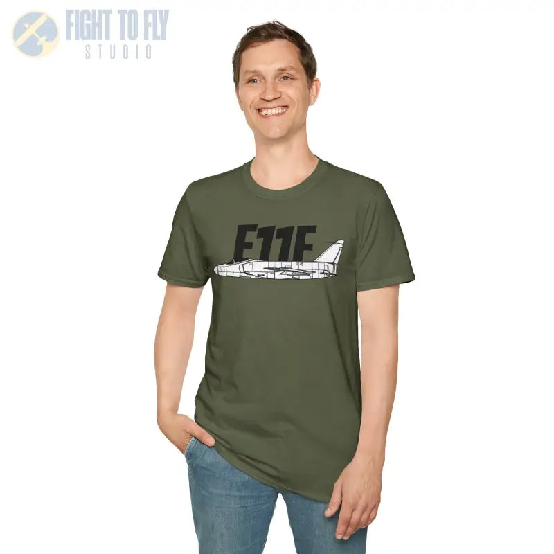 F-11F Unisex Softstyle T-Shirt | Cool Airplane Graphic Tee Gift for Aviation Fans Casual Wear Flight Enthusiast Shirt