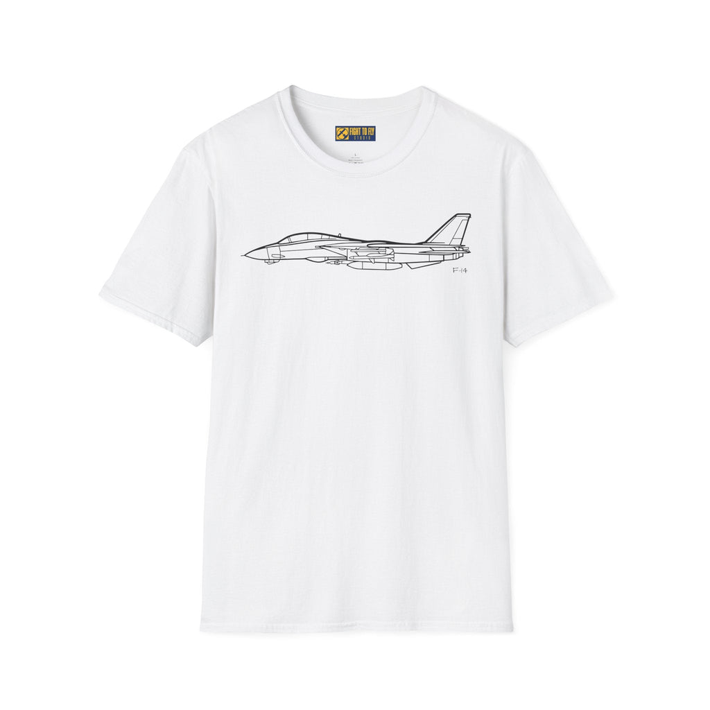 F-14 Side View T-Shirt – Variable-Sweep Wing Jet Aviation Tee - Pilot gifts - WWII warbird t-shirt