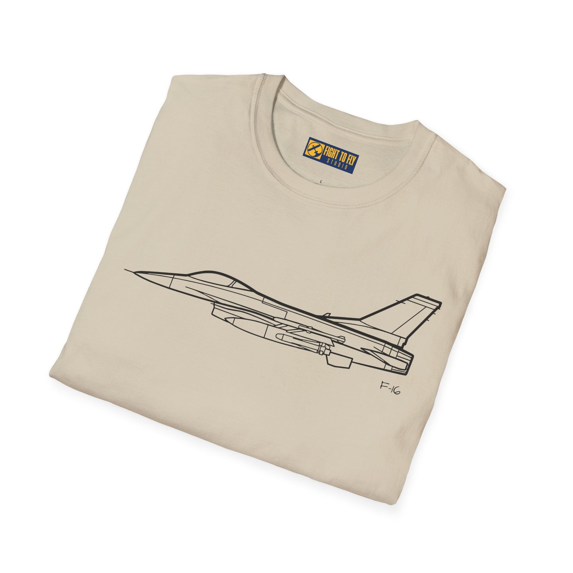 F-16 T-Shirt – Fighter Jet Side Profile Aviation Tee - Pilot gifts - WWII warbird t-shirt