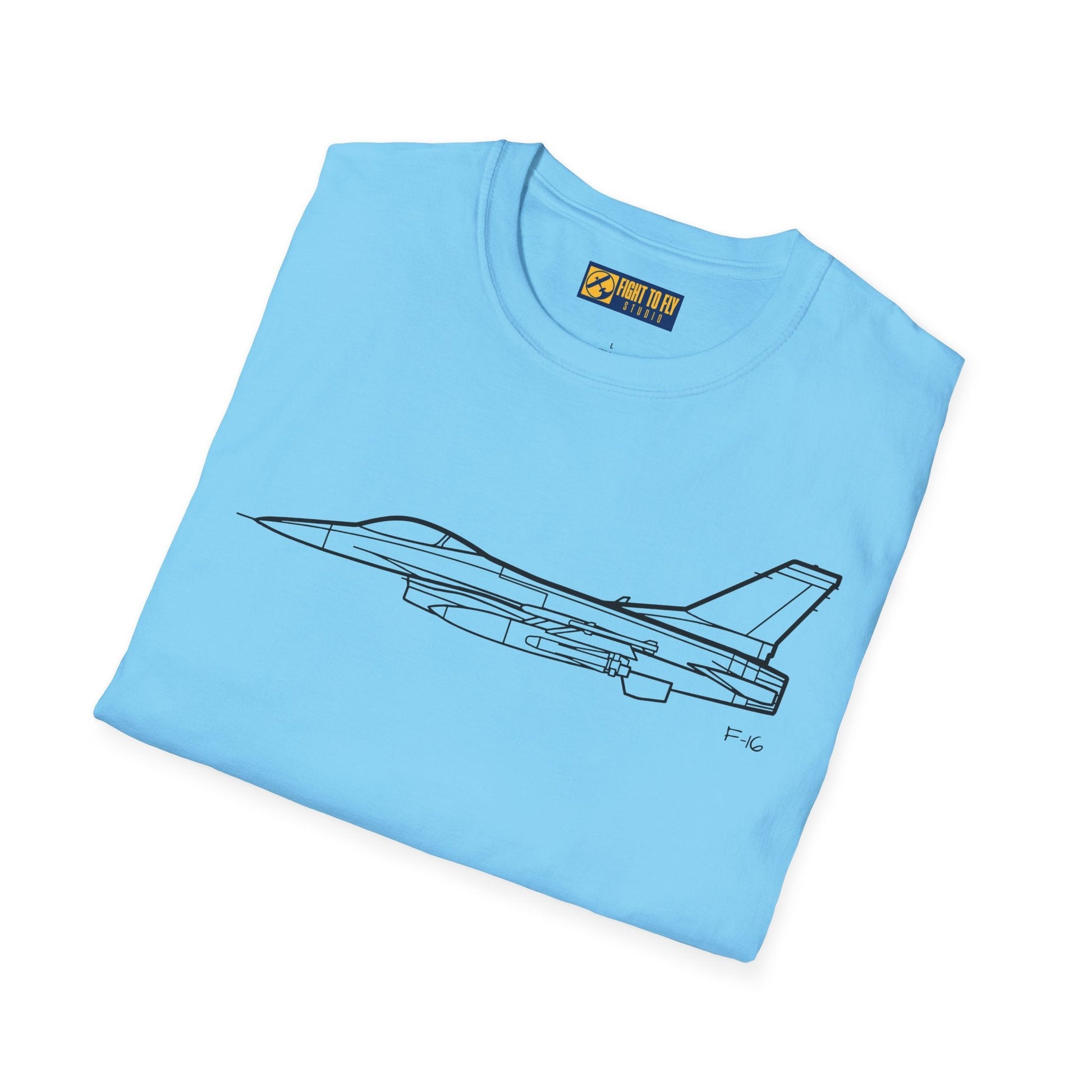F-16 T-Shirt – Fighter Jet Side Profile Aviation Tee - Pilot gifts - WWII warbird t-shirt