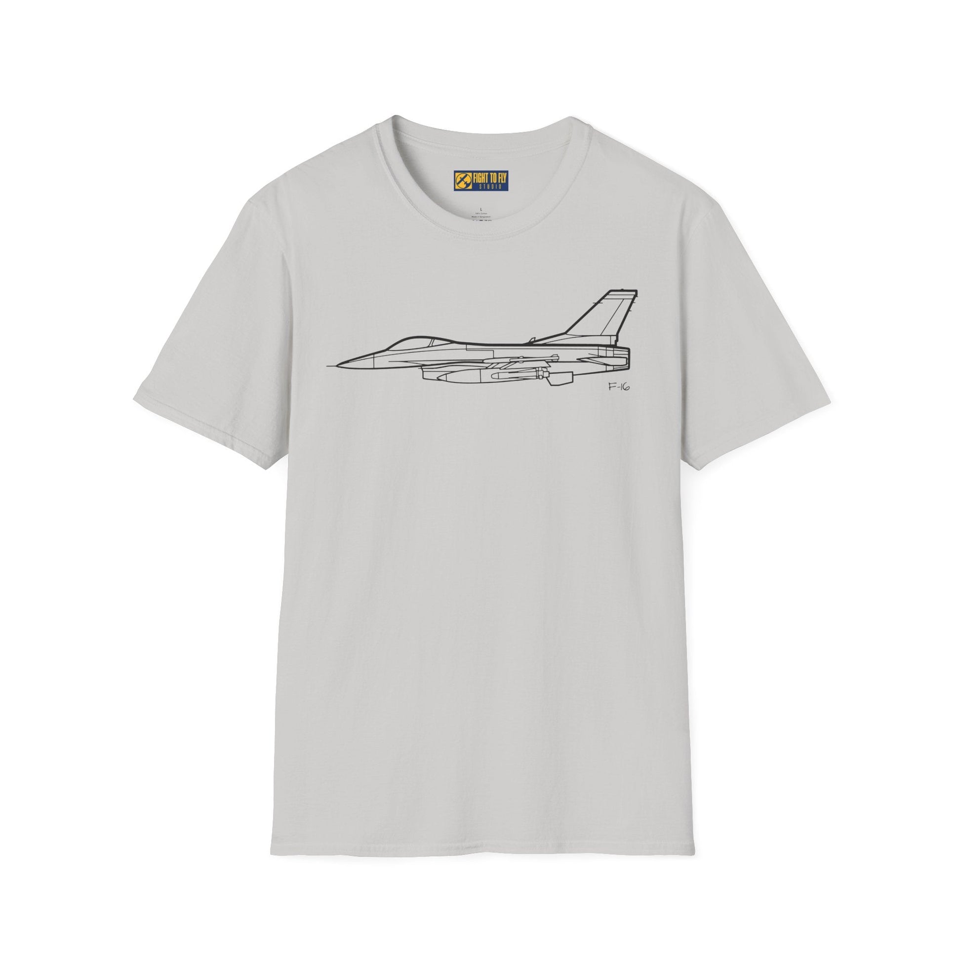 F-16 T-Shirt – Fighter Jet Side Profile Aviation Tee - Pilot gifts - WWII warbird t-shirt