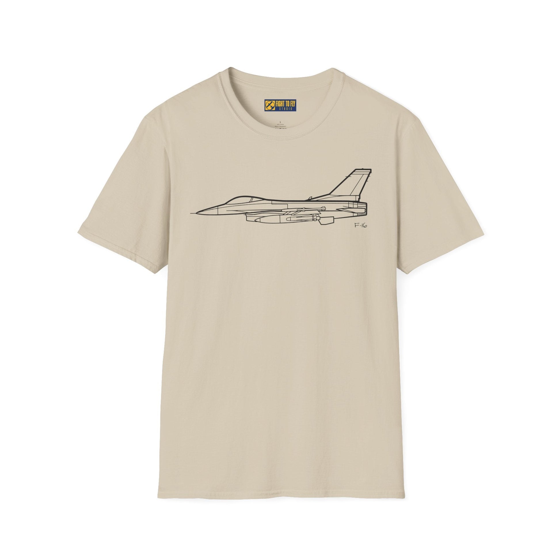 F-16 T-Shirt – Fighter Jet Side Profile Aviation Tee - Pilot gifts - WWII warbird t-shirt