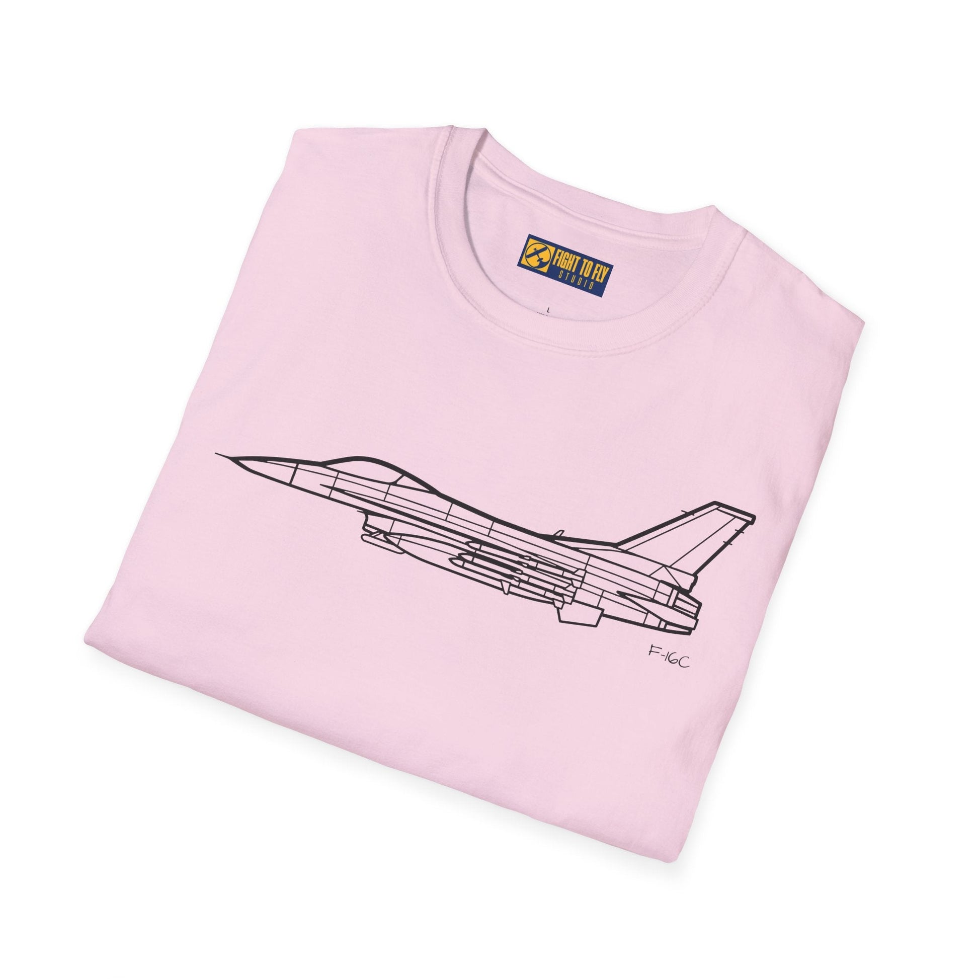 F-16C T-Shirt – Fighting Falcon Jet Side Profile Aviation Tee - Pilot gifts - WWII warbird t-shirt