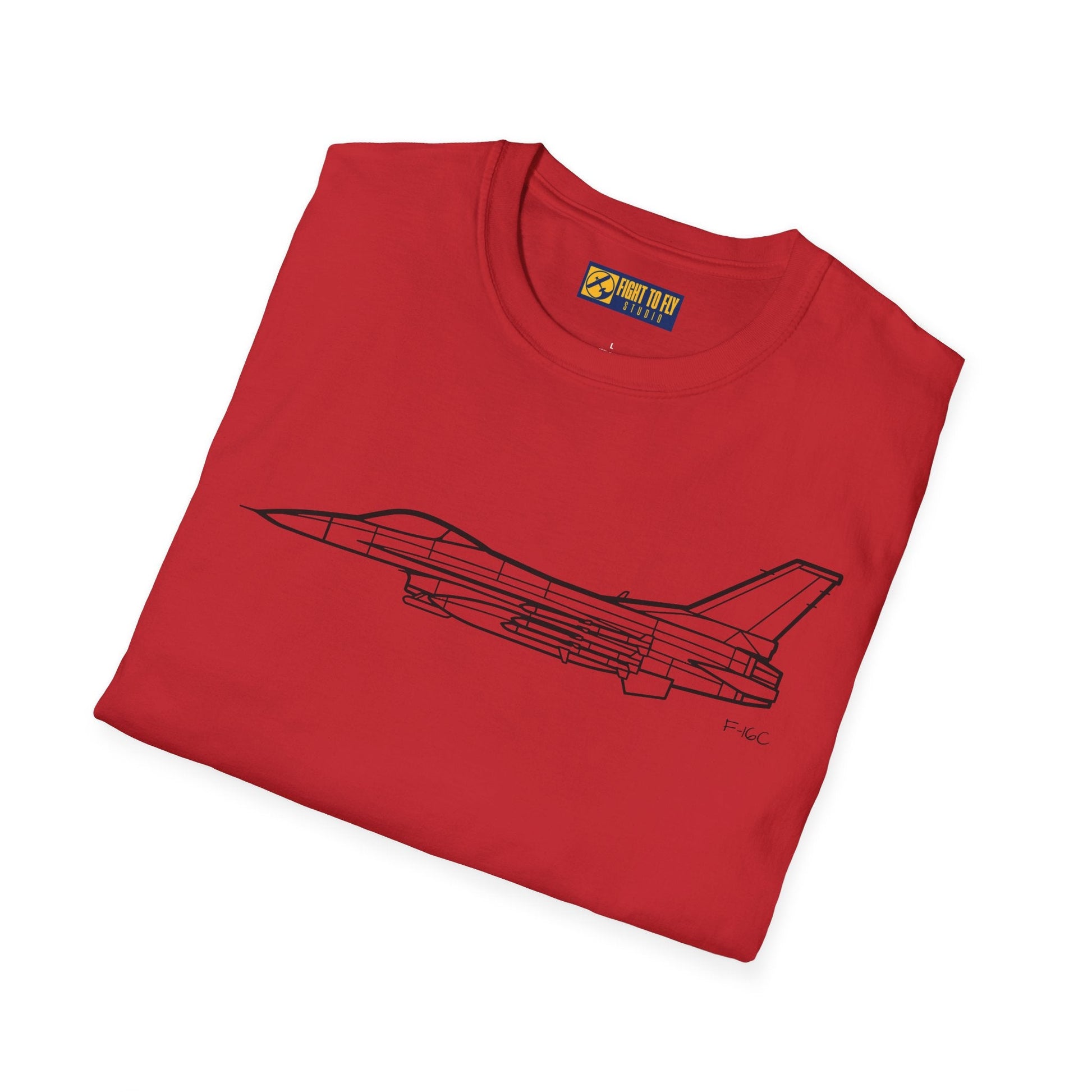 F-16C T-Shirt – Fighting Falcon Jet Side Profile Aviation Tee - Pilot gifts - WWII warbird t-shirt