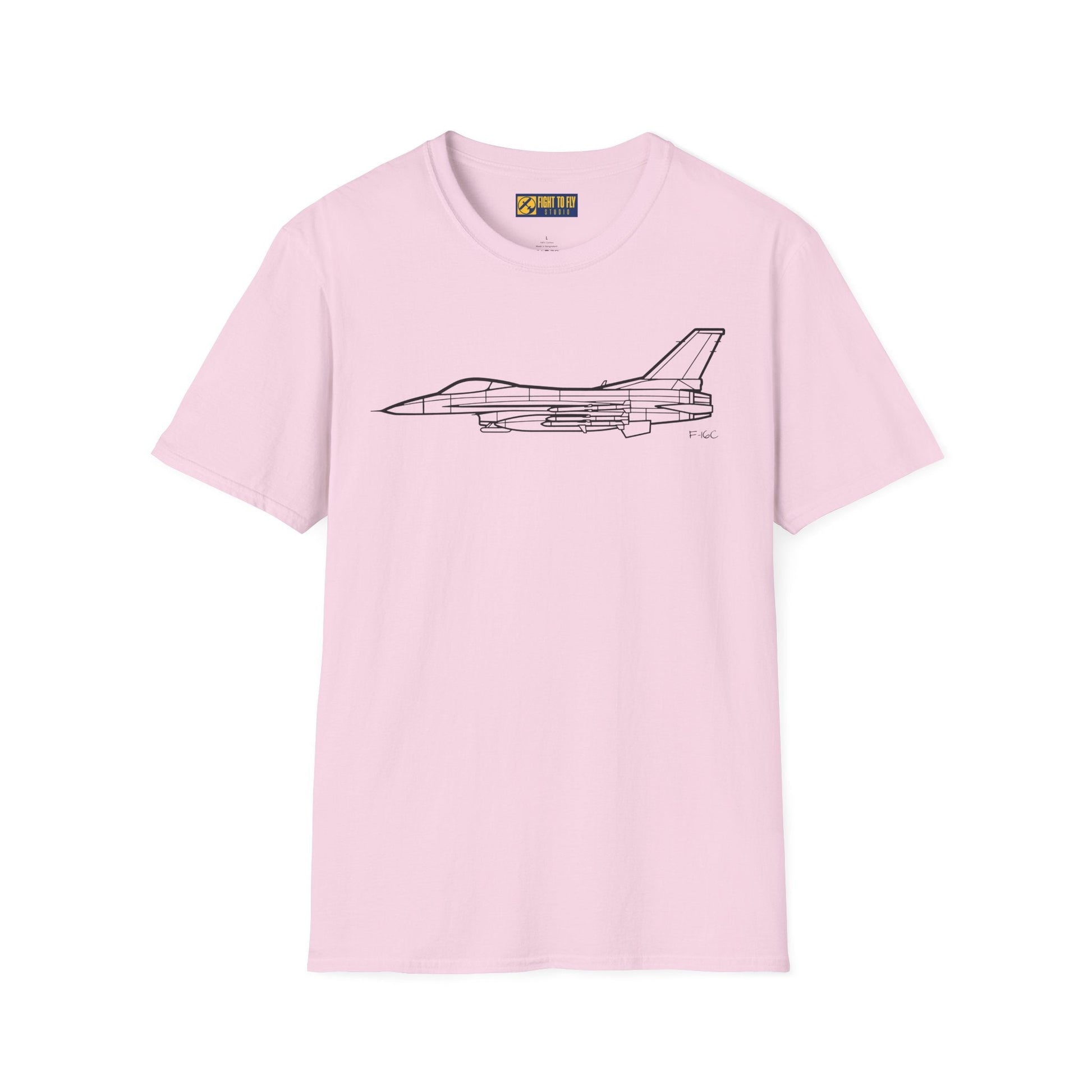 F-16C T-Shirt – Fighting Falcon Jet Side Profile Aviation Tee - Pilot gifts - WWII warbird t-shirt