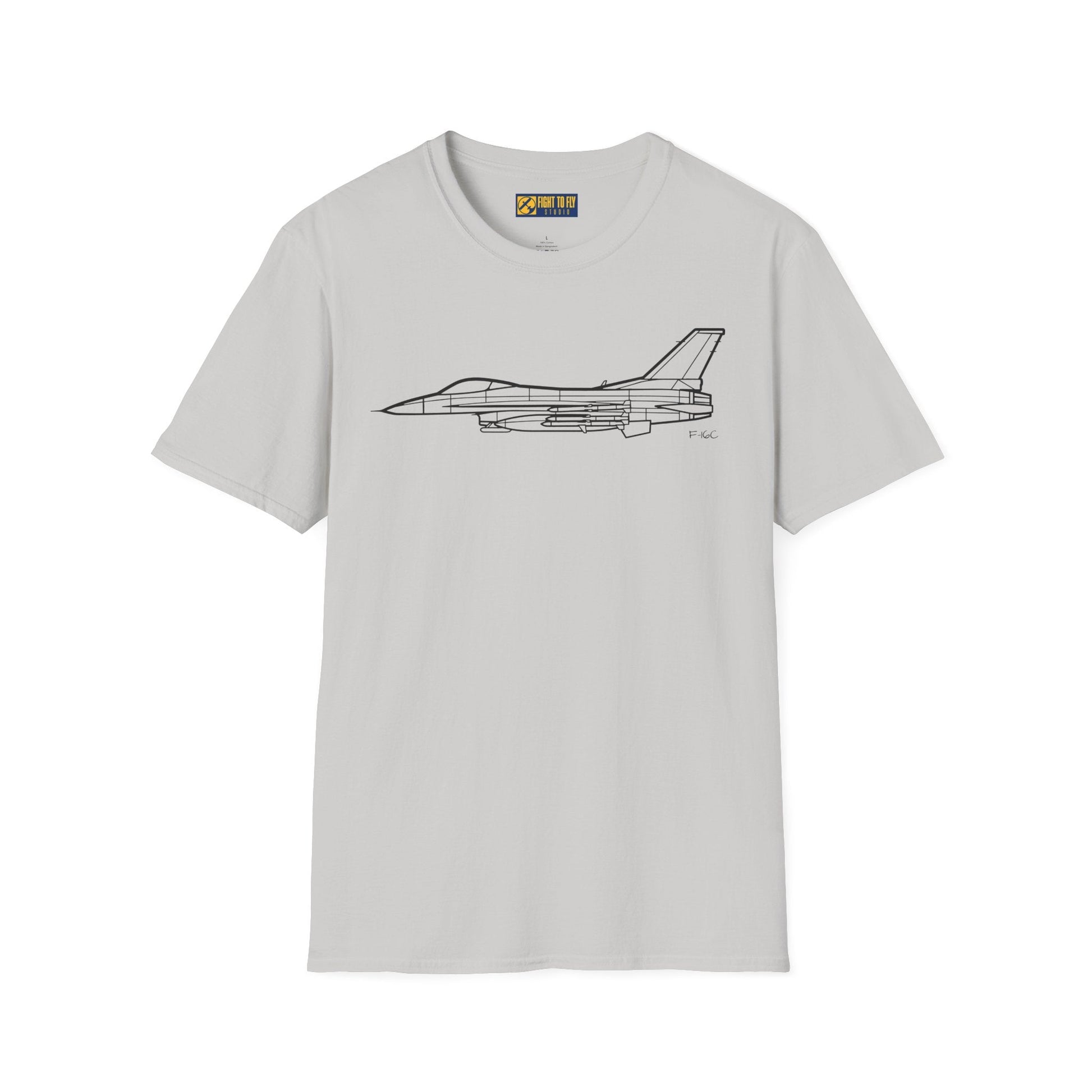 F-16C T-Shirt – Fighting Falcon Jet Side Profile Aviation Tee - Pilot gifts - WWII warbird t-shirt