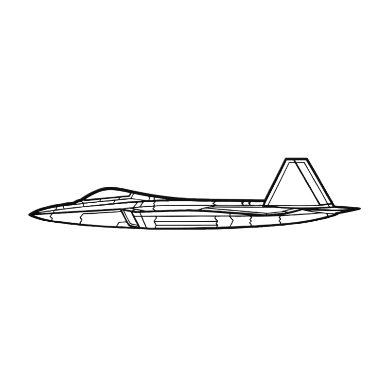 F-22 Side Profile Die Cut Metal Wall Art - Sign - Pilot gifts - WWII warbird t-shirt