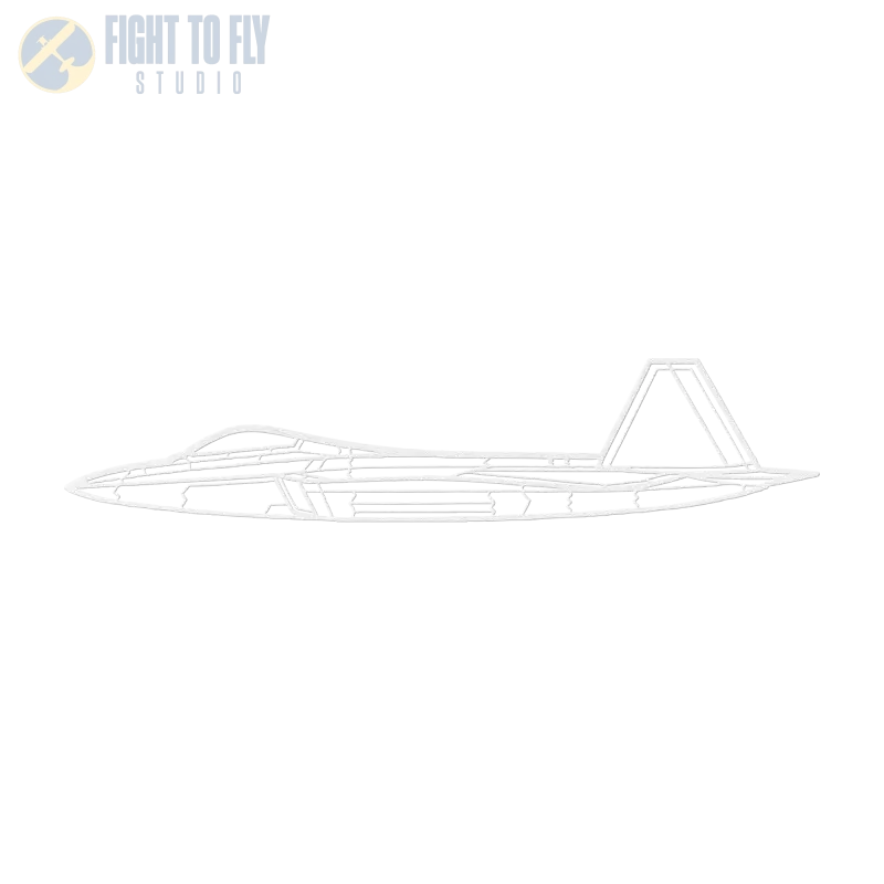 F-22 Side Profile Die Cut Metal Wall Art - Sign - Pilot gifts - WWII warbird t-shirt