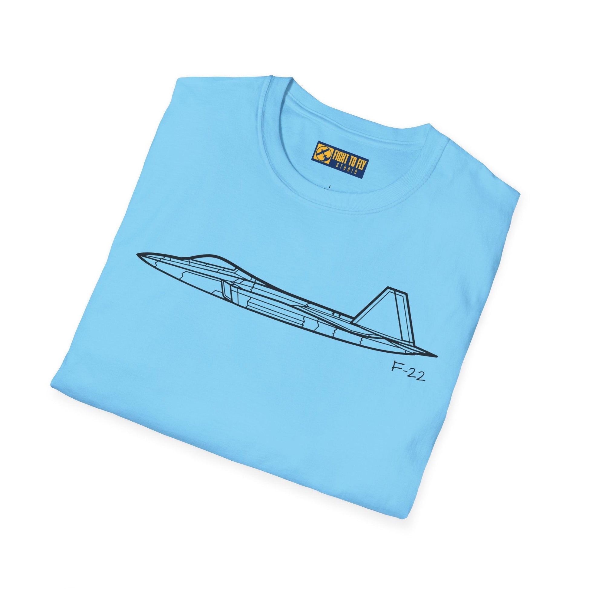 F-22 Side View T-Shirt – Raptor Stealth Fighter Jet Profile Tee - Pilot gifts - WWII warbird t-shirt