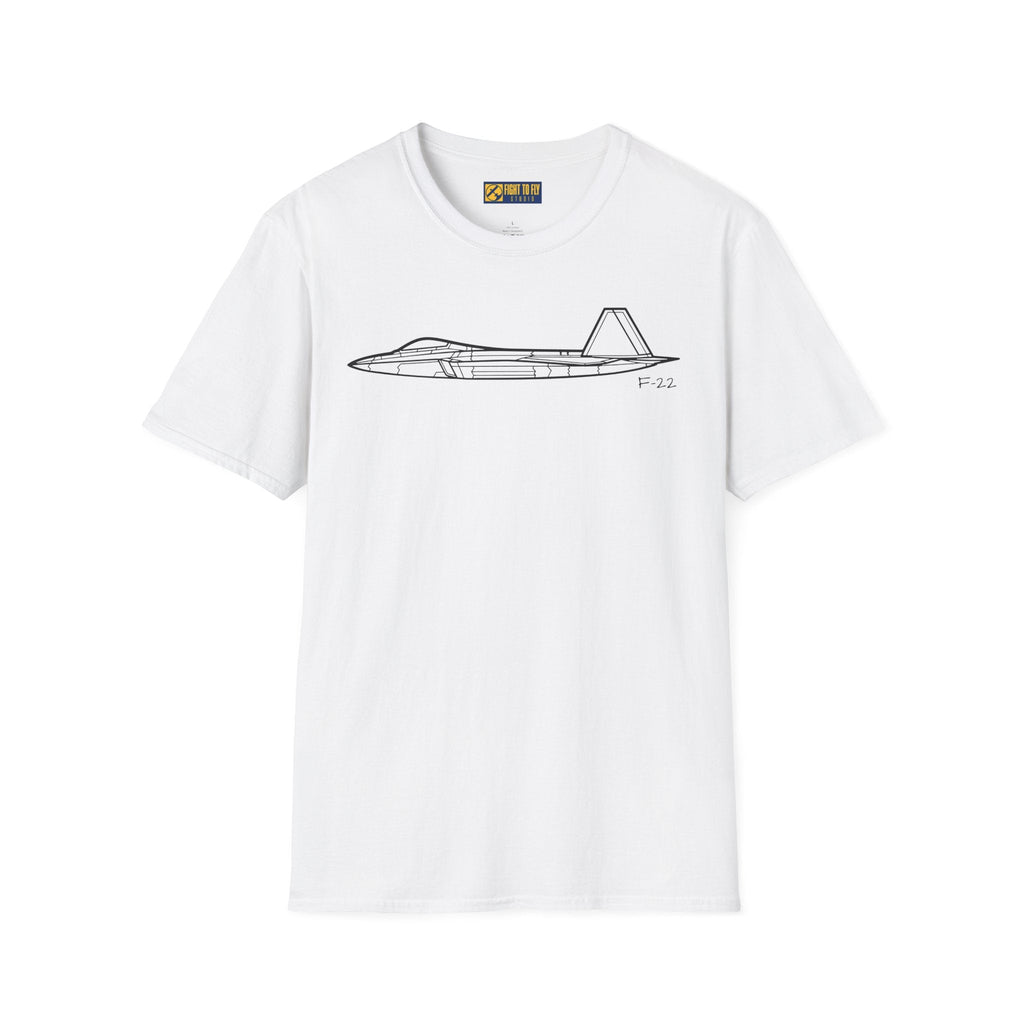 F-22 Side View T-Shirt – Raptor Stealth Fighter Jet Profile Tee - Pilot gifts - WWII warbird t-shirt