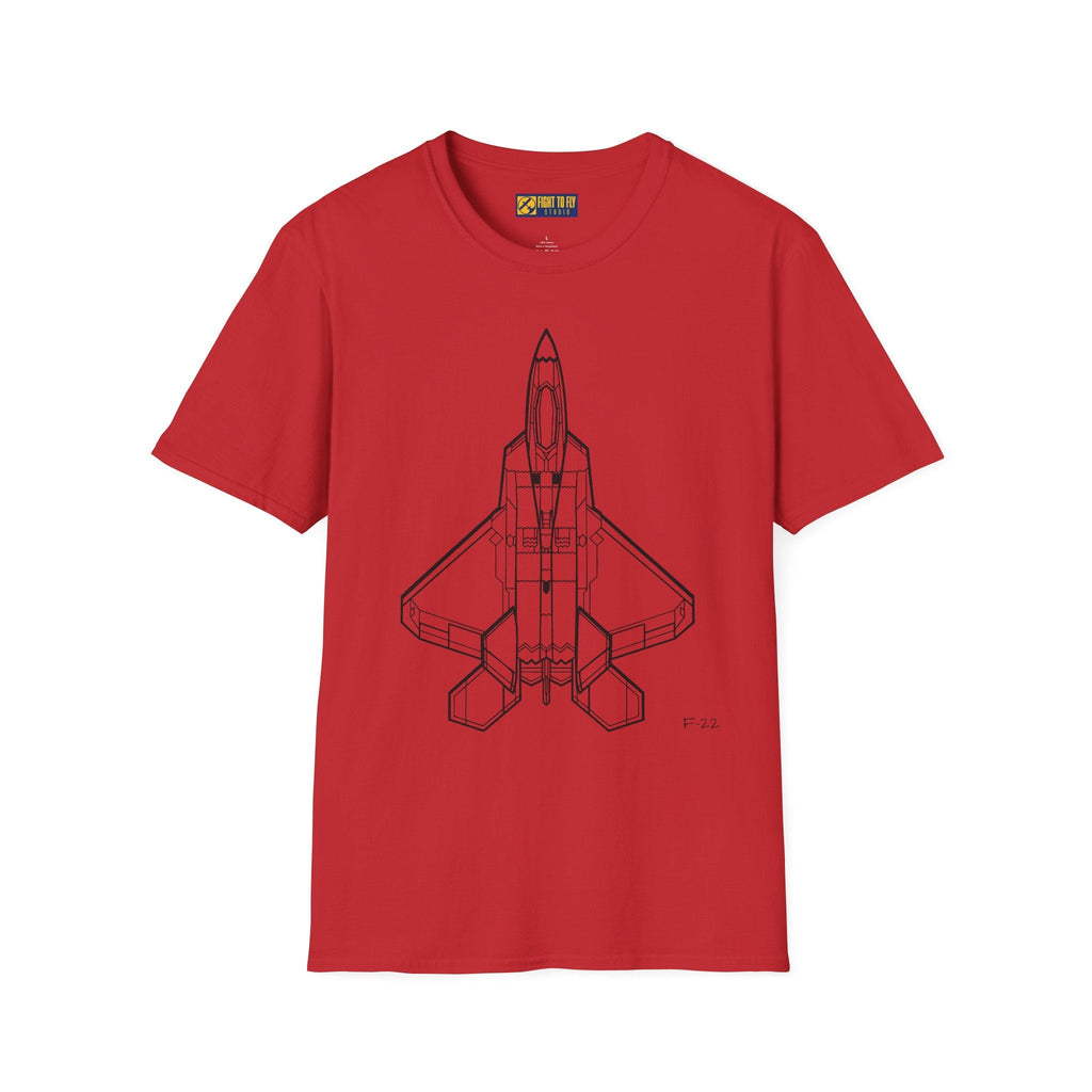 F-22 Top View T-Shirt – Raptor Stealth Fighter Jet Overhead Aviation Tee - Pilot gifts - WWII warbird t-shirt