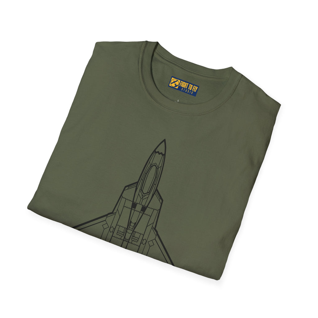 F-22 Top View T-Shirt – Raptor Stealth Fighter Jet Overhead Aviation Tee - Pilot gifts - WWII warbird t-shirt