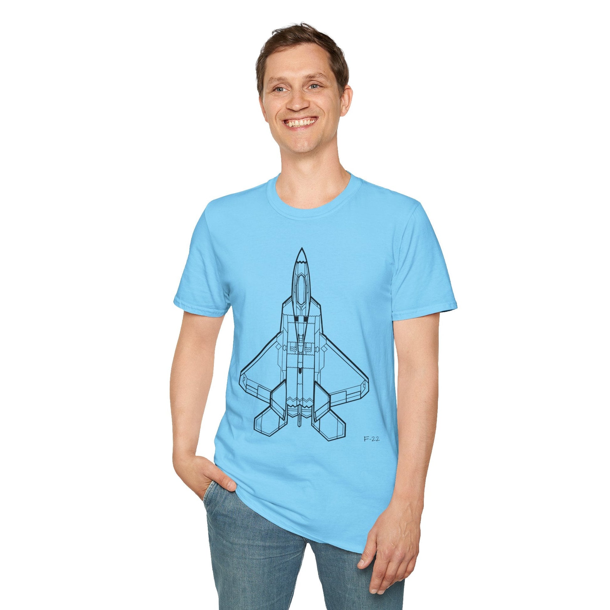 F-22 Top View T-Shirt – Raptor Stealth Fighter Jet Overhead Aviation Tee - Pilot gifts - WWII warbird t-shirt